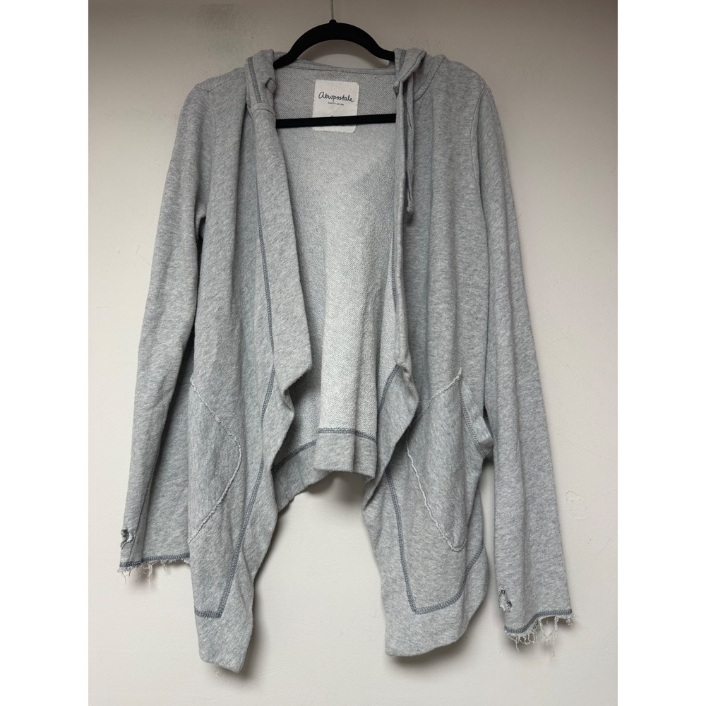Aeropostale Gray Hooded Open Front Cardigan Sweater Womens Size S P